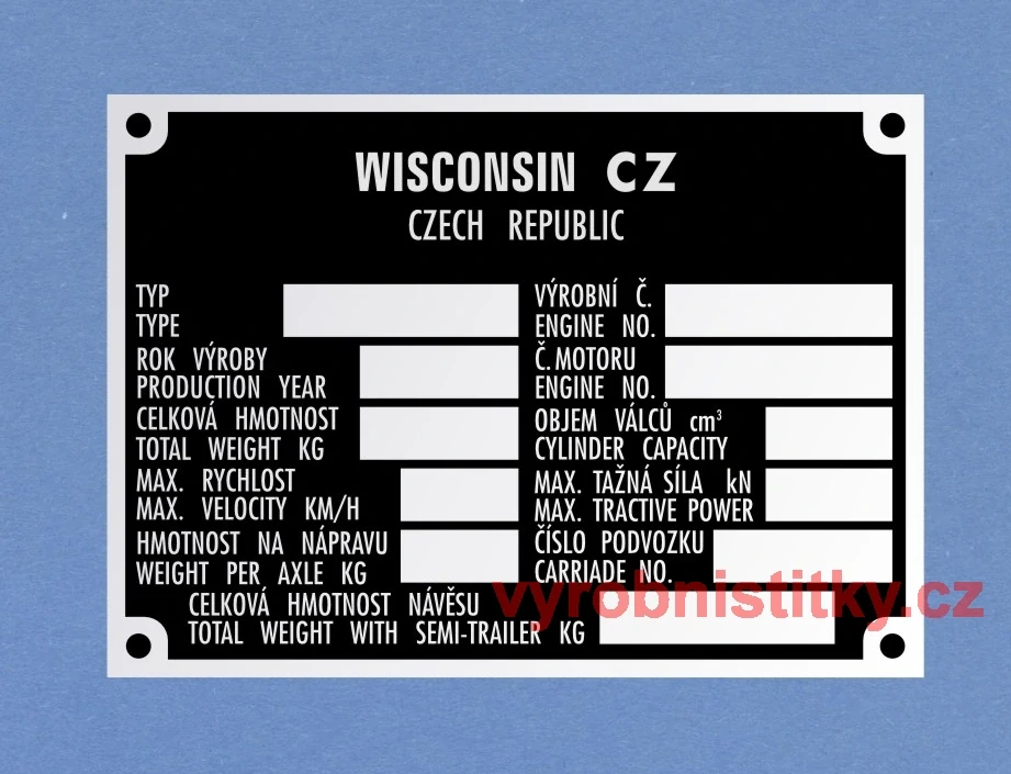 Výrobní štítek WISCONSIN