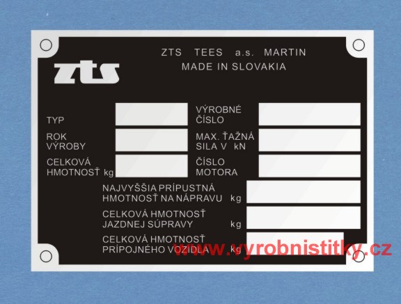Výrobní štítek ZTS TEES MARTIN