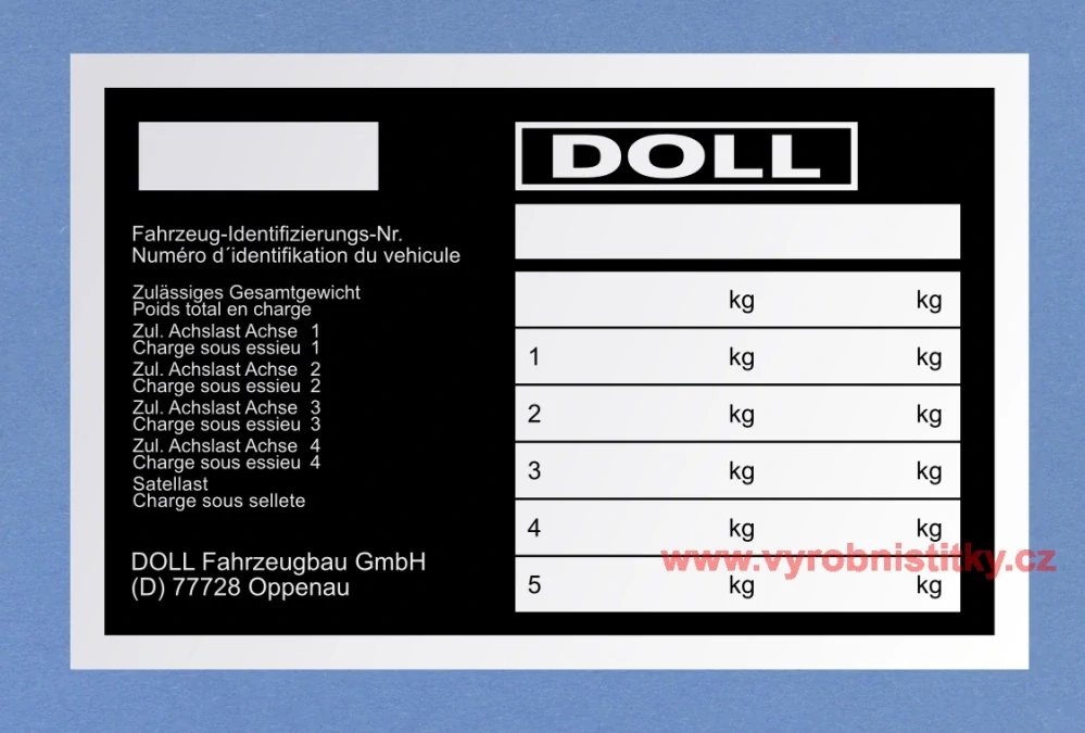 Výrobní štítek DOLL