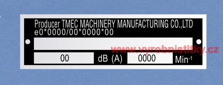 Výrobní štítek TMEC MACHINERY