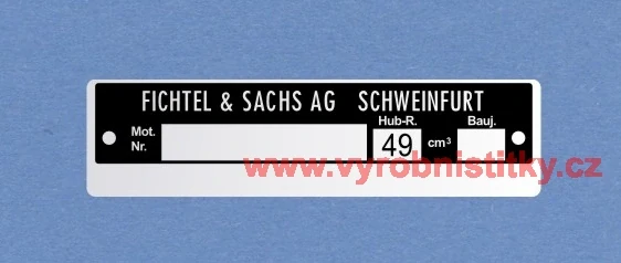 Výrobní štítek Fichtel & Sachs