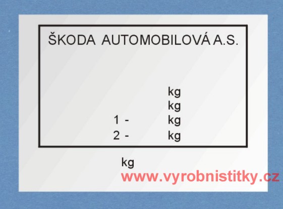 Výrobní štítek ŠKODA AUTOMOBILOVÁ A.S.