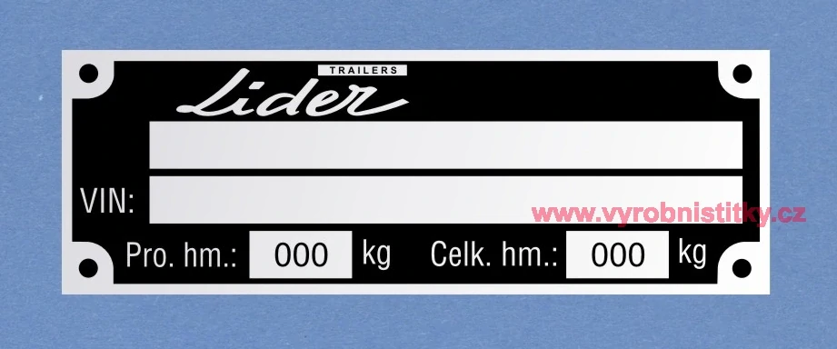 Výrobní štítek LIDER