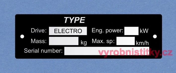 Výrobní štítek Invalid tříkolka - Angl - Al plech