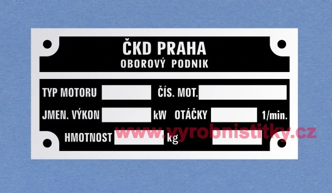 Výrobní štítek ČKD PRAHA