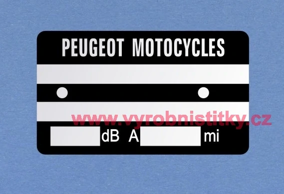 Výrobní štítek PEUGEOT MOTOCYCLES 60x35 mm