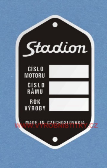 Výrobní štítek Jawa Stadion černý