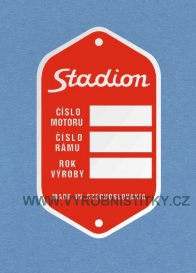 Výrobní štítek Jawa Stadion červený