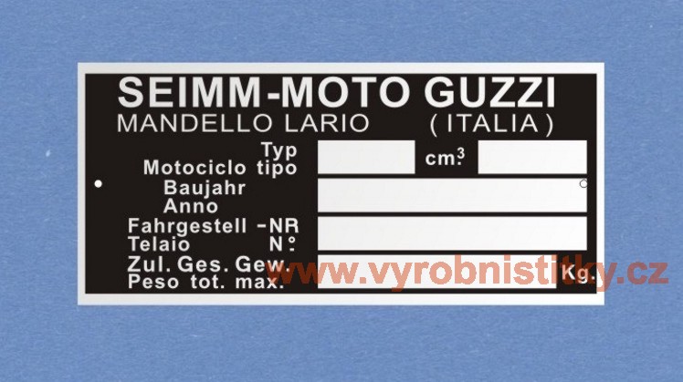 Výrobní štítek SEIMM-MOTO GUZZI
