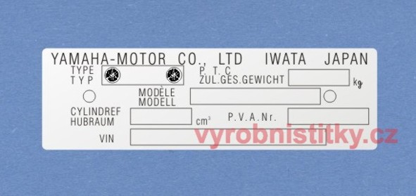 Výrobní štítek YAMAHA-MOTOR prázdný dlouhé VIN