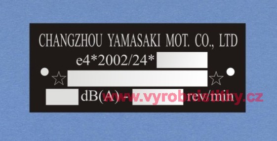Výrobní štítek CHANGZHOU YAMASAKI