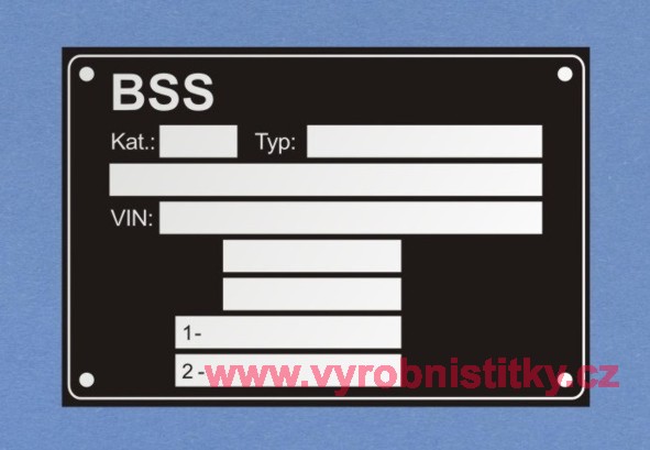 Výrobní štítek BSS PRO 2 nápravy
