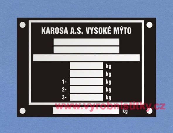 Výrobní štítek Karosa - nové provedení