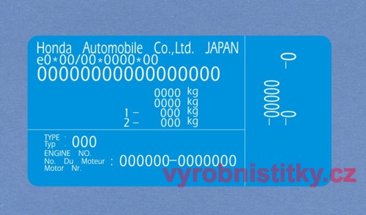 Výrobní štítek Honda Automobile Japan