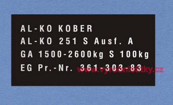 Výrobní štítek AL-KO KOBER