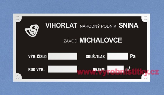 Výrobní štítek VIHORLAT