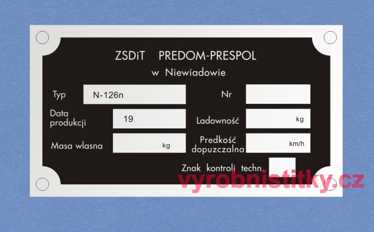 Výrobní štítek Predom Prespol N-126n