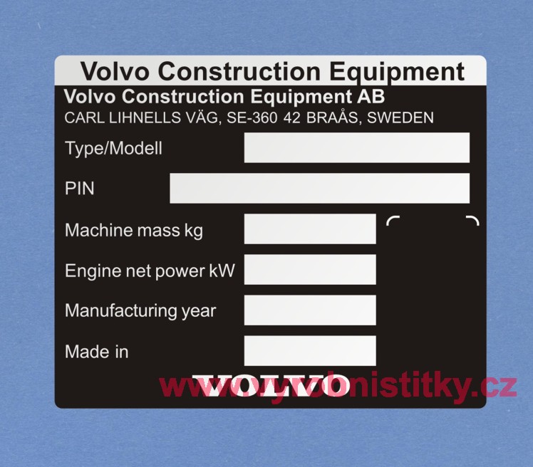 Výrobní štítek Volvo Construction Equipment