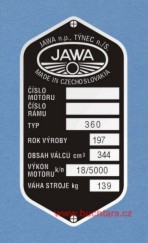 Výrobní štítek Jawa 350 - 360
