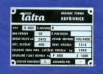 Výrobní štítek Tatra T603-2 váha 1510
