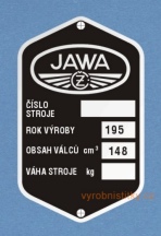 Výrobní štítek JAWA ČZ 150 typ 352