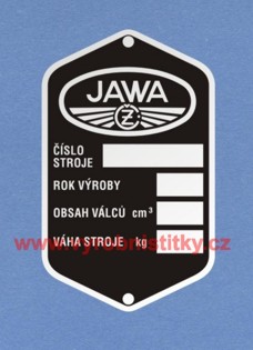 Výrobní štítek JAWA ČZ 250 pérák - prázdný