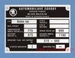Výrobní štítek Škoda 100 - celk. hm. 1150