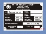 Výrobní štítek Škoda 100 LL deutsch