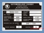 Výrobní štítek Škoda 110R 