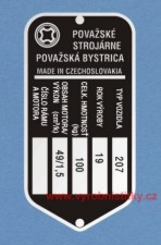 Výrobní štítek JAWA 207 Babetta