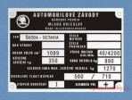 Výrobní štítek ŠKODA OCTAVIA, obsah 1089