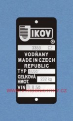 Výrobní štítek Jawa Dandy 50
