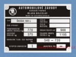 Výrobní štítek Škoda 100 L, hmota 770 kg