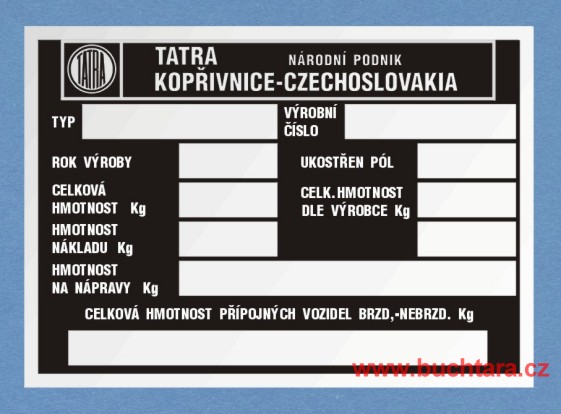 Výrobní štítek Tatra 148