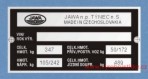 Výrobní štítek Jawa 350 - 638 hm. 489 kg