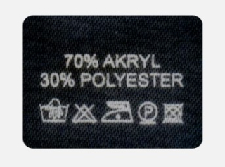 Textilní etiketa samolepící černá 70% AKRYL - 30% POLYESTER