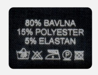 Textilní etiketa samolepící černá 80% BAVLNA - 15% POLYESTER - 5% ELASTAN