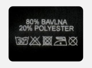 Textilní etiketa samolepící černá 80% BAVLNA - 20% POLYESTER