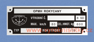Výrobní štítek Sportjacht OPMH ROKYCANY 106x37 mm