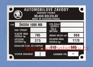 ŠKODA 1000 MB váha 795