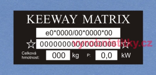 Výrobní štítek KEEWAY - polyester