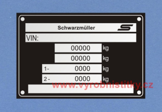 Výrobní štítek Schwarzmüller 90x60 mm