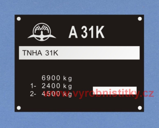 Výrobní štítek AVIA A31K