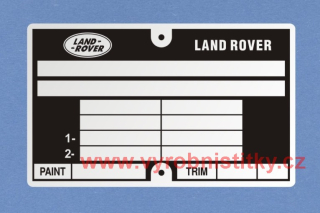 Výrobní štítek LAND ROVER pro ražbu čísel