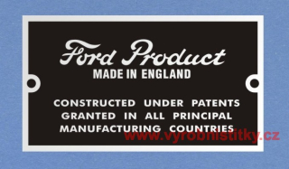 Výrobní štítek Ford product