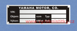 Výrobní štítek YAMAHA GRIZZLY
