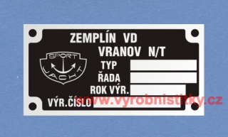 Výrobní štítek Sportjacht ZEMPLÍN VD VRANOV N/T 75x38 mm