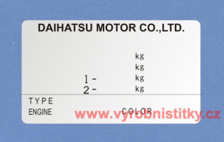 Výrobní štítek DAIHATSU