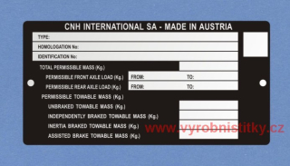 Výrobní štítek CNH INTERNATIONAL SA