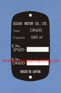 Výrobní štítek SUZUKI DR600